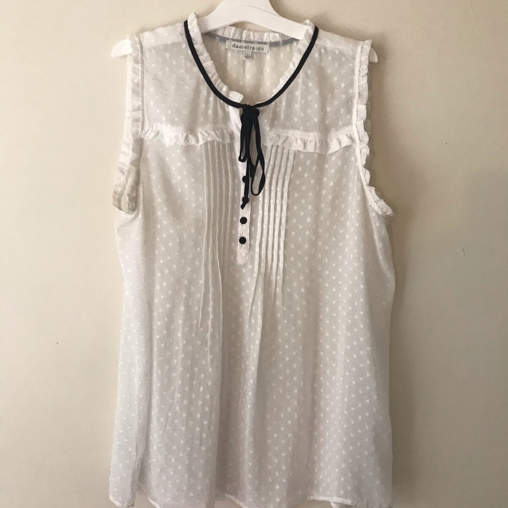 White sleeveless sheer blouse